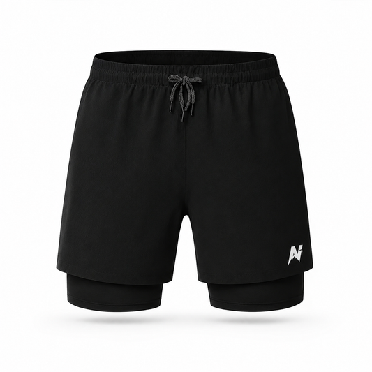 Northrun - 2-i-1 treningsshorts med sprettfri mobil­lomme.